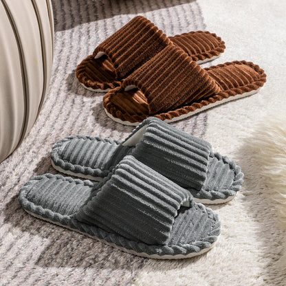 Men’s Open-Toe Flat House Slippers – Lightweight Breathable Indoor Bedroom Quiet Comfort Slides for All-Season Use