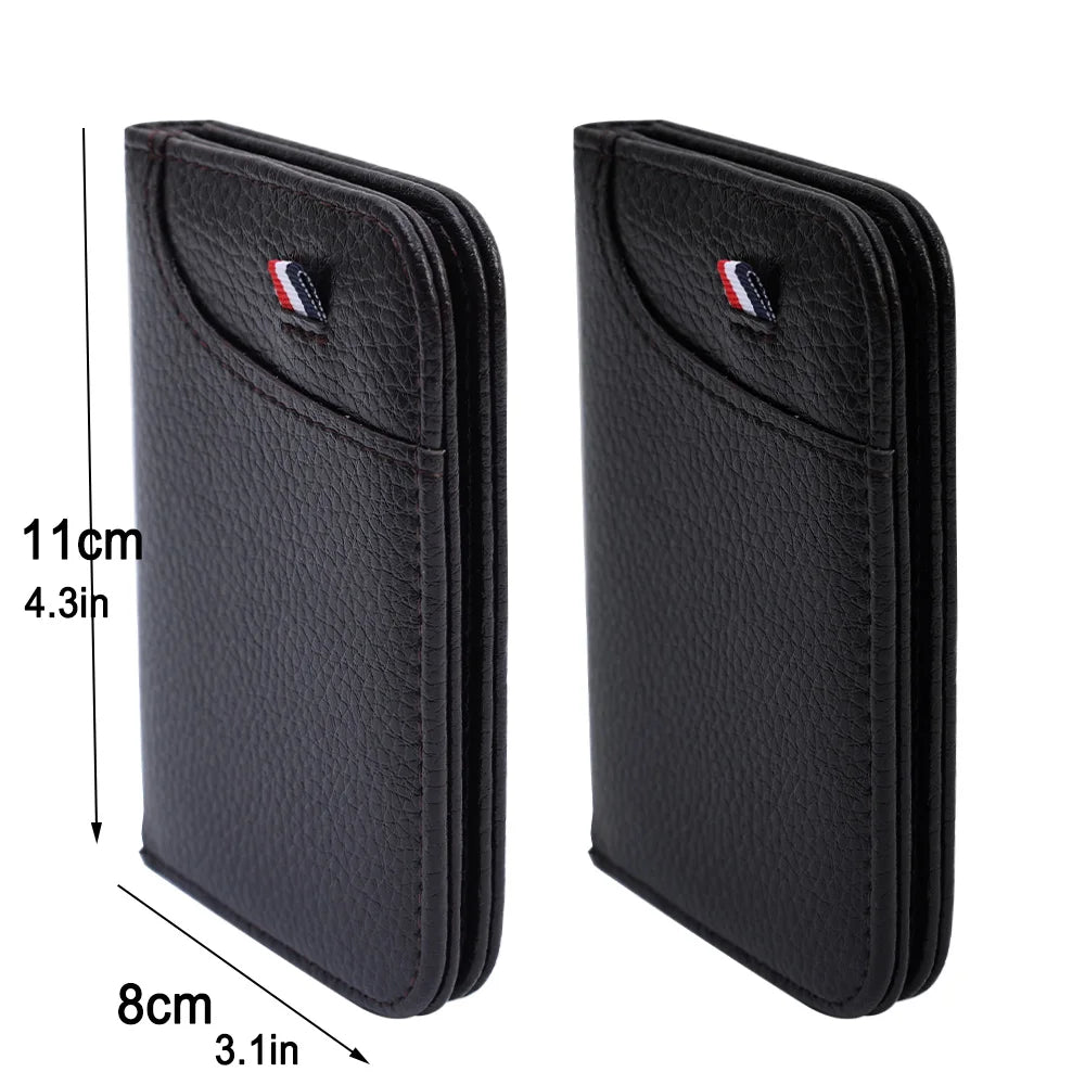 Slim PU Leather Card Wallet - Portable Mini Credit Card Holder for Men with Thin Compact Pocket Design