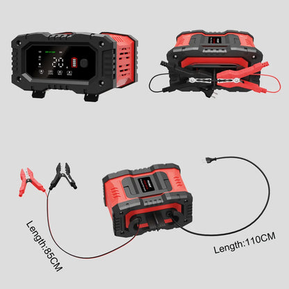 12V/24V Fully Automatic Smart Battery Charger — 7-Segment Pulse Repair for AGM, GEL, WET Lead-Acid Car Batteries
