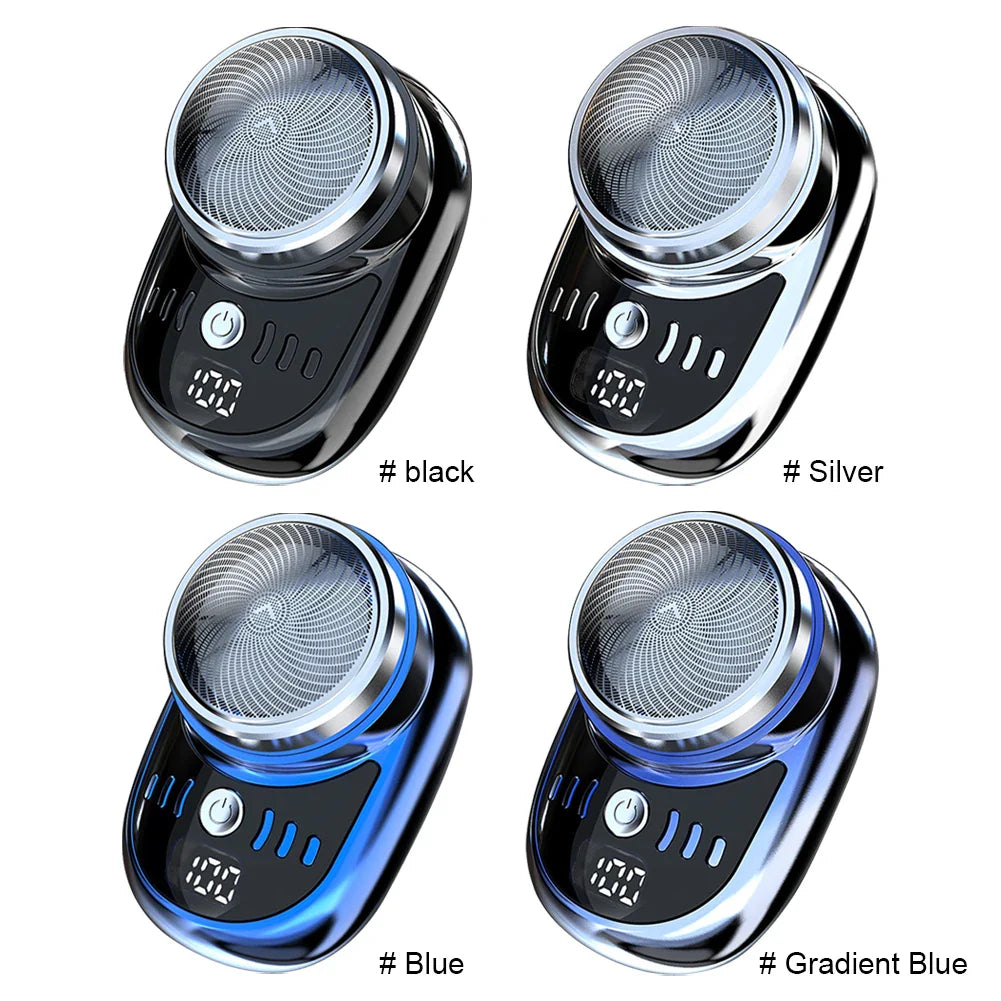 Mini Electric Shaver — Portable USB Rechargeable Travel Razor with Digital Display & Detachable Head for Beard