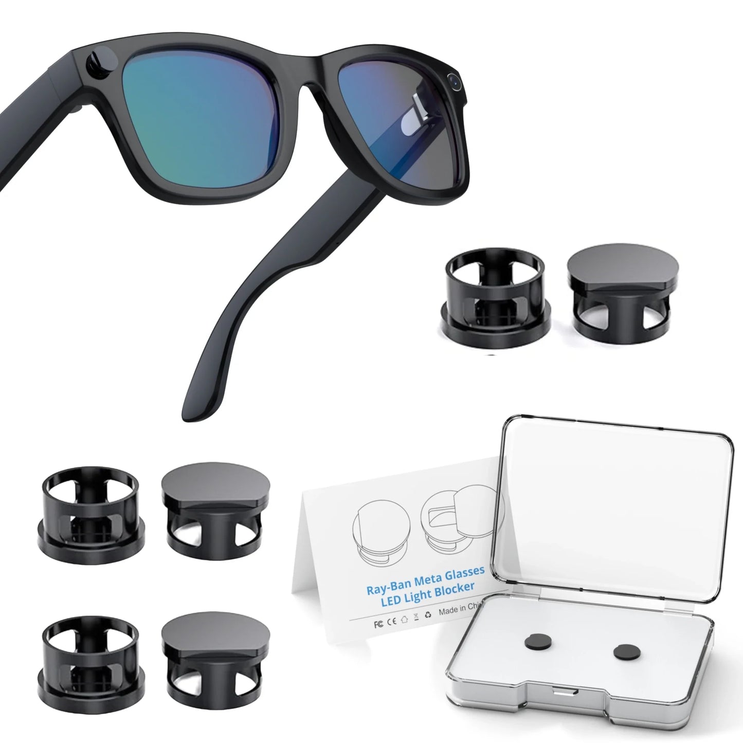 2/4/6PCS LED Light Blocking Covers for Meta Ray-Ban Smart Glasses – Camera Privacy Shield for Wayfarer, Skyler & Headliner