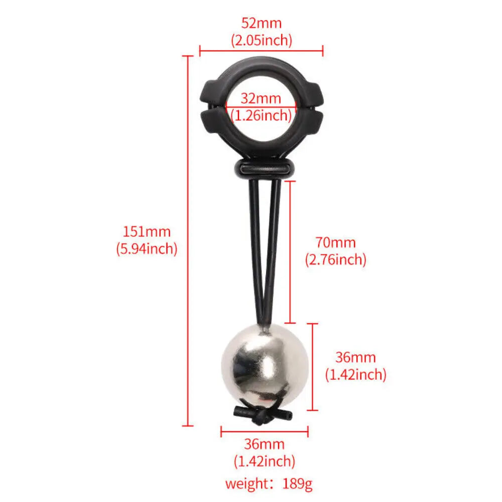 BDSM Male Penis Ring & Extender — Weight-Bearing Stretcher, Enlargement Device with Ball & Semen Lock, Adult Sex Toy for Men
