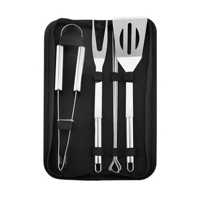 Stainless Steel BBQ Tool Set - Outdoor Barbecue Combo with Portable Storage Cloth Bag, Oven and Baking Tools