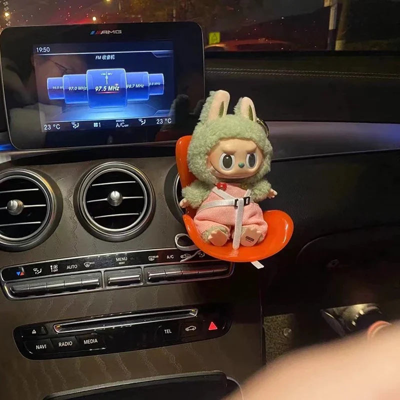 Labubu Car Doll Safety Seat – Kawaii Plush Aromatherapy Air Freshener for Ob11 & Dolls up to 18cm