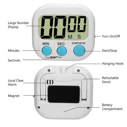 LCD Digital Kitchen Timer | Magnetic Cooking Countdown and Up Timer with Loud Alarm | Stonego Home Kitchen Accessory