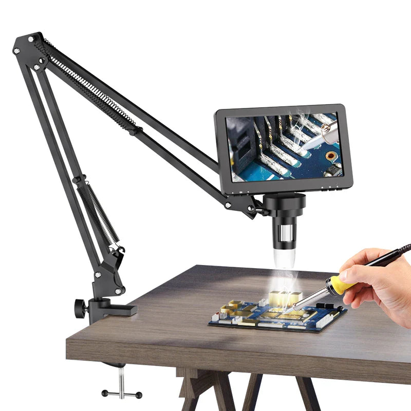RIEVBCAU Flexible Microscope Arm Stand – Adjustable Metal Bracket Mount for DM4, DM7, DM9, MS1, MS3 Models