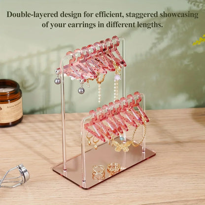16pcs Hanger-Shaped Jewelry Holders – Personalized Earring Display Racks & Organizer Stands