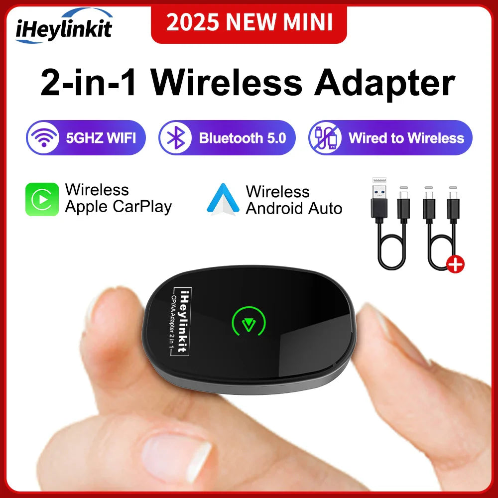 IHeylinkit Wireless CarPlay & Android Auto Adapter – Auto-Connect Dongle with Zinc Alloy Shell for Most Vehicles