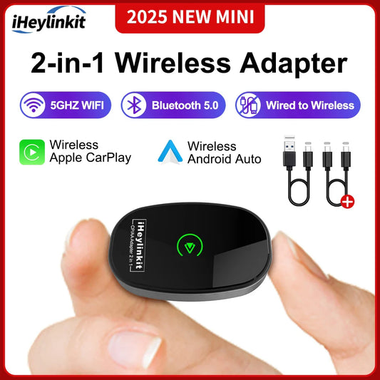 IHeylinkit Wireless CarPlay & Android Auto Adapter – Auto-Connect Dongle with Zinc Alloy Shell for Most Vehicles