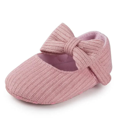 Meckior Baby Girl Shoes — Spring & Autumn Cotton Sole Moccasins with Bow, Anti-Slip First Walkers for Newborns & Toddlers