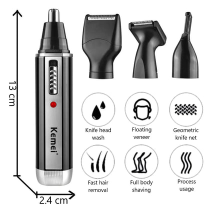 4-in-1 Rechargeable Nose Trimmer: Beard and Ear Hair Removal Clean Machine for Men - Eyebrow and Nose Hair Trimmer