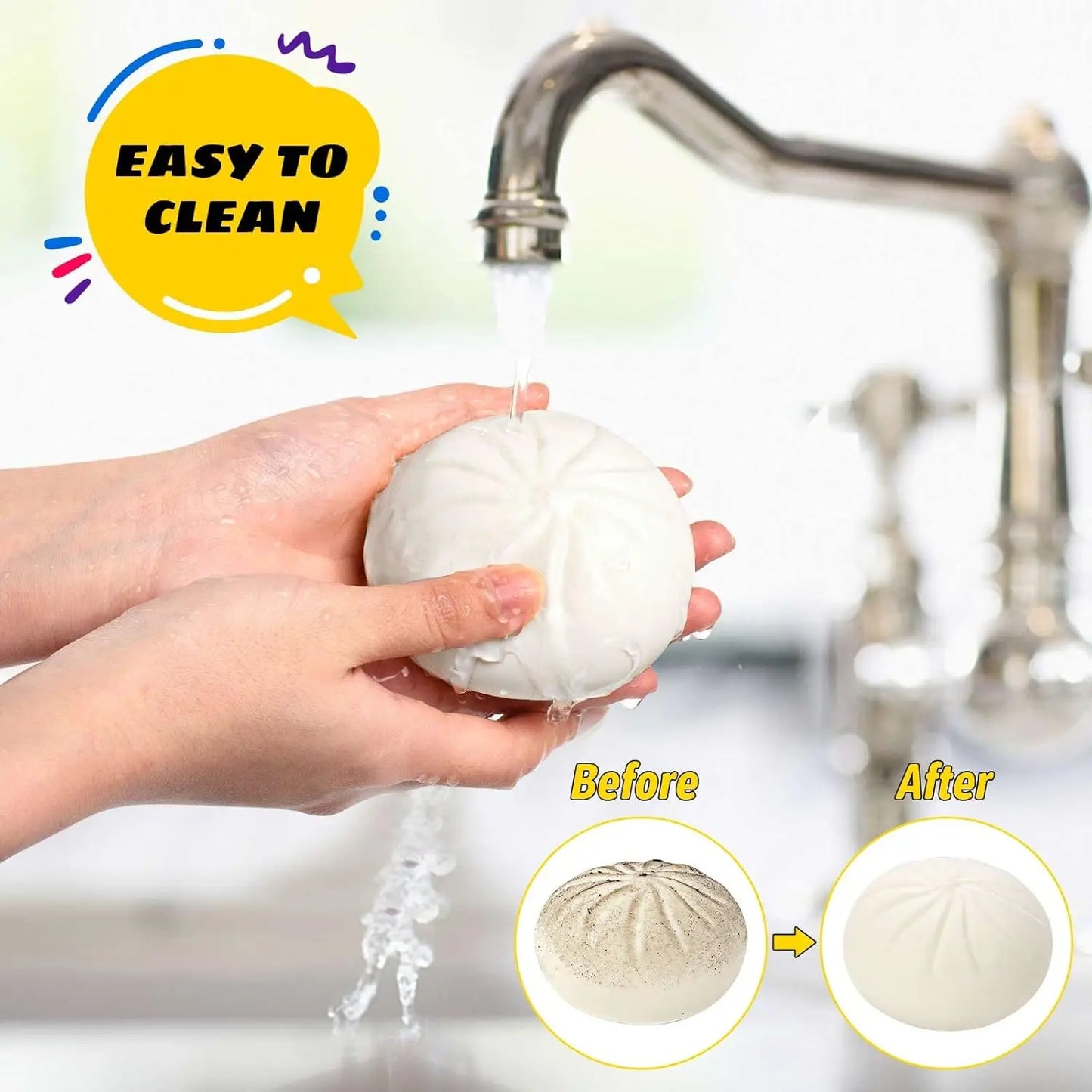 Colorful Dumpling Squishy Stress Balls – Fidget Sensory Toy, Food Simulation Bun with Steamer, Squeeze Dough Ball Gift