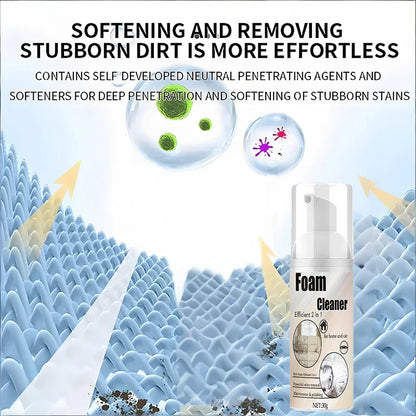 2-in-1 Foaming Car Seat Cleaner – Fast Stain Removal Fabric Cleaning Spray for Auto Seats & Upholstery, No Water Wash Needed