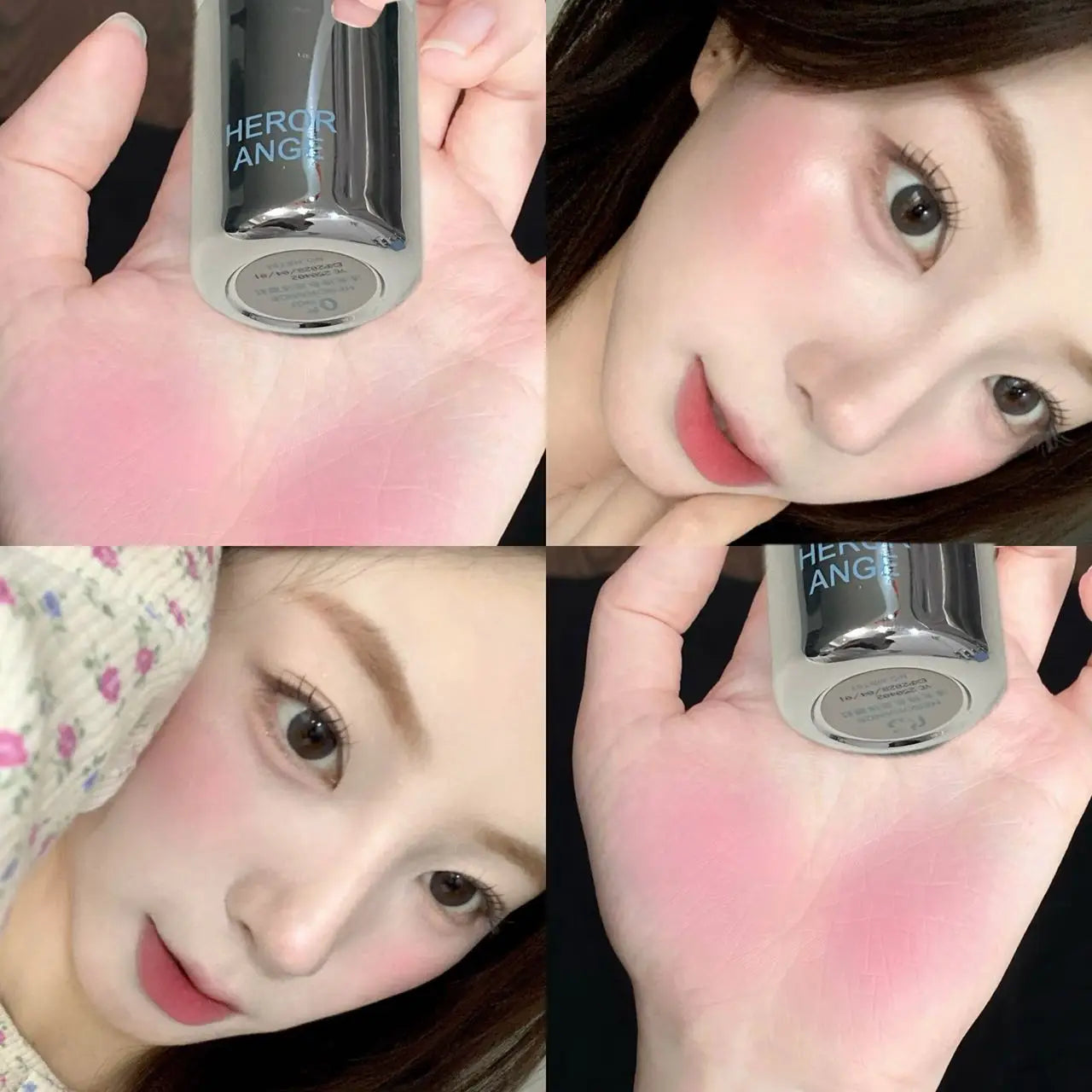Matte Liquid Blush Cream - Low Saturation Water Light Cheek Makeup with Large Sponge Brush for Natural Rouge Look