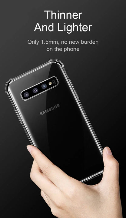 Luxury Transparent Silicone Case for Samsung Galaxy S25/S24/S20 FE/S10/S9/S8 Plus/S10E/Note 8/9/10 Lite – Soft Shockproof Protection