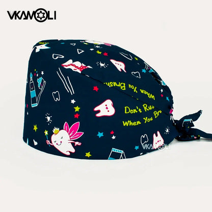 Tooth Printed Scrub Caps – Dental Surgical Hats for Women & Men, Operating Room Medical Hat