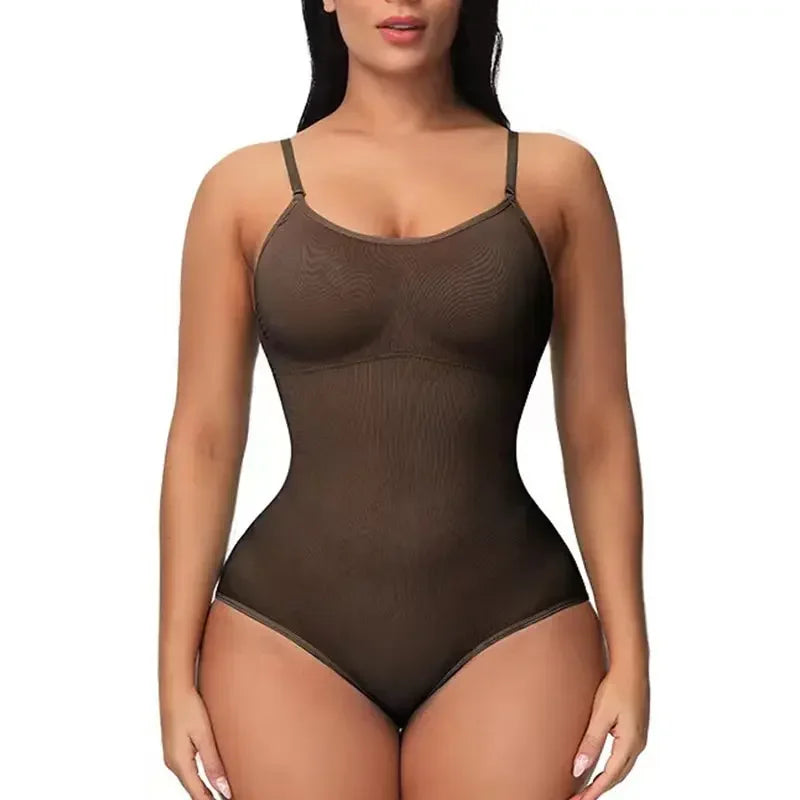 Women's Solid Seamless Shapewear Bodysuit - Tummy Control, Butt Lifting Slimming Body Shaper Underwear