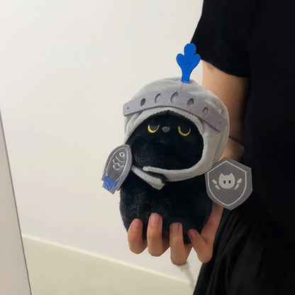 Q Version Knight Cat Doll Toy, Kitty Cat Backpack Pendant, Companion Doll Bag Pendant, Cute Black Cat Toy for Children’s Birthday Gift