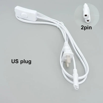 2/3 Pin AC Switch Cable – ON/OFF Power Extension Wire for T5/T8 LED Tube Lighting with EU/US Plug Connector