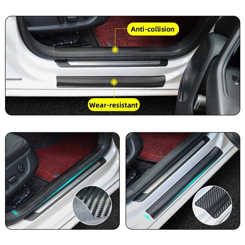 Nano Carbon Fiber Car Door Sill Protector Sticker: Anti-Scratch DIY Paste Strip for Auto Side Mirror Protection Tape Film