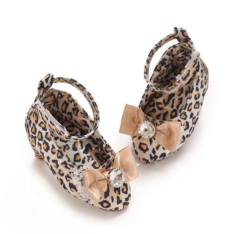 Newborn Baby Girl Princess Heels - Bow Party Crib Shoes for 0–5 Months
