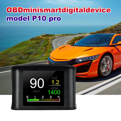 P10 Pro Head-Up Display – On-Board OBD2 Computer with Digital Speedometer, Mileage, Temperature & Driving Data Gauge