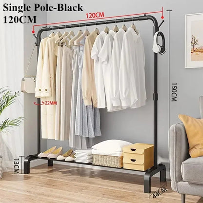 Metal Floor Standing Clothes Rack – Detachable & Easy-to-Assemble Storage Organizer