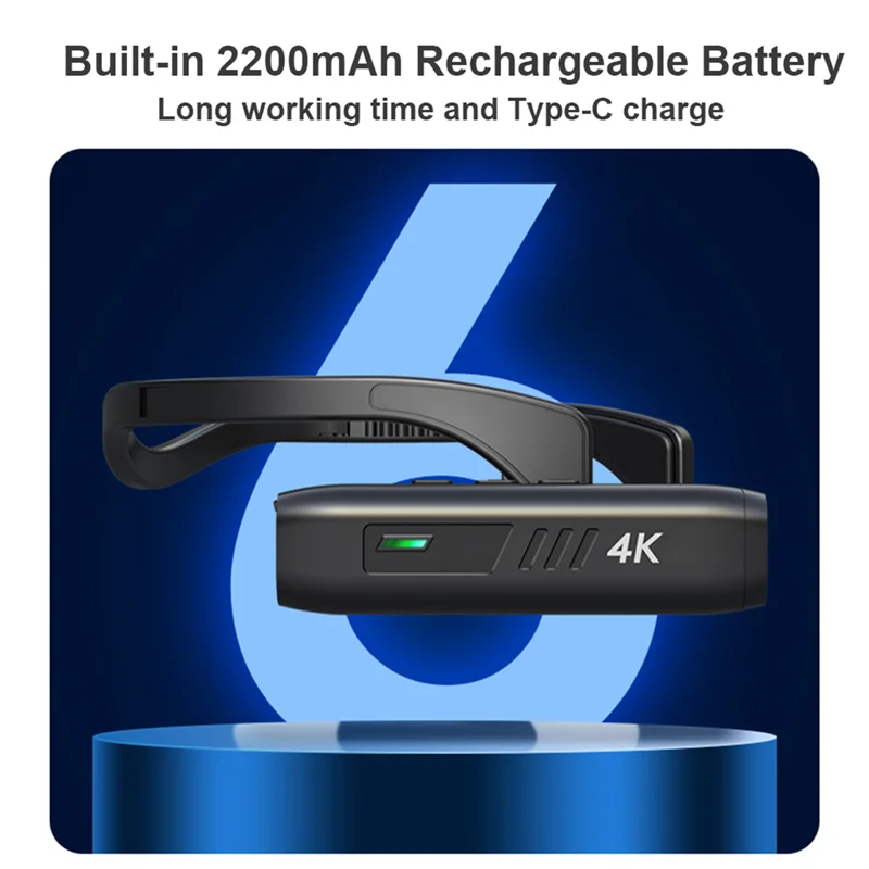 4K 30FPS Head-Mounted Camera — Wearable WiFi Camcorder with 120° Wide-Angle Lens, Anti-Shake & APP Control