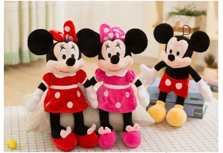 Disney Mickey & Minnie 35cm Plush Toy Cute Couple Red Pink Gift for Kids