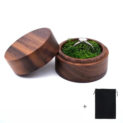 Custom Logo Wooden Ring Box – Engraved Walnut Wood Wedding & Engagement Box with Name & Date