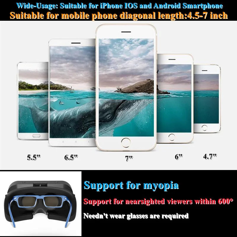 Shinecon 3D VR Headset – Virtual Reality Glasses with Helmet Lenses for Smartphones