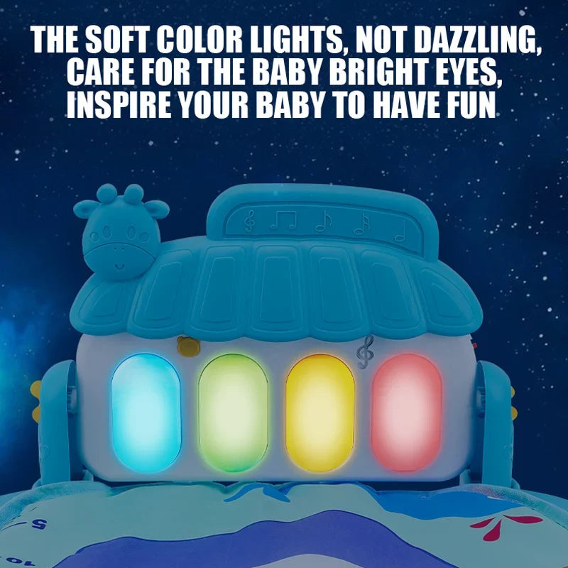Baby Fitness Play Gym - Newborn Piano Activity Mat with Music, Crawling Blanket & Early Education Toys 0-36 Months