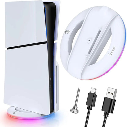 IPEGA Vertical Stand for PS5 Slim Console - RGB Base with 14 Light Modes for Disc and Digital Editions