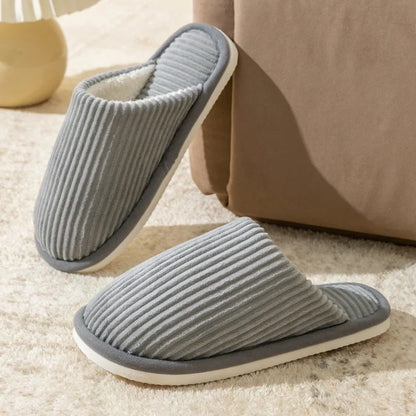 Men’s Winter Plush Slippers – Soft Non-Slip Indoor Shoes with Flat Heel, Comfortable Bedroom Slippers for Autumn & Home Use