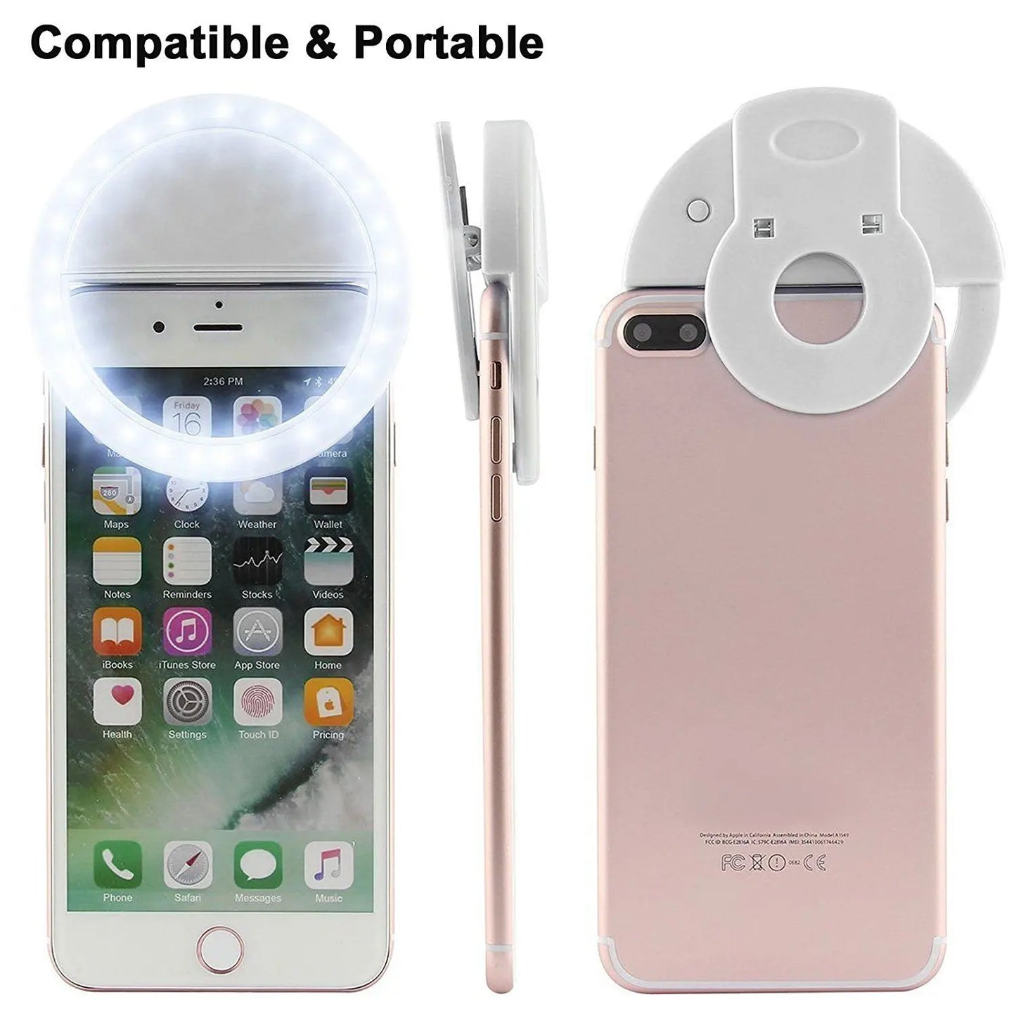 Portable LED Selfie Ring Light - Battery-Operated Photographic Lighting for Phone Photography and Video, Compatible with iPhone