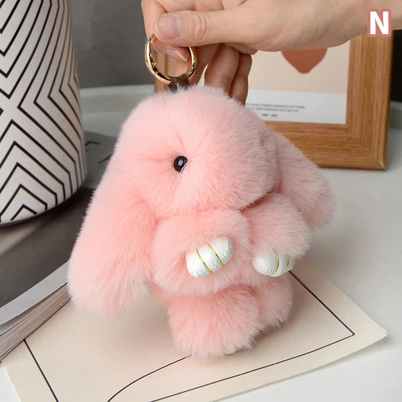 15cm Rabbit Fur Keychain - Soft Bag & Car Pendant Charm for Women, Jewelry Accessory Gift