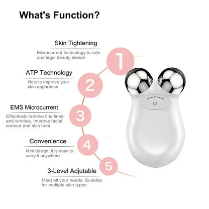 Microcurrent Facial Massager Roller – EMS Face Lift & Anti-Wrinkle Skin Tightening Tool for Firming & Slimming