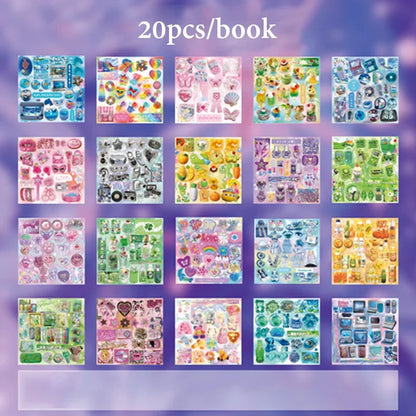 Mr.Paper Y2K Retro Glitter Sticker Book - 20-Sheet Aesthetic Stickers for Journaling, Scrapbooking & DIY Decor