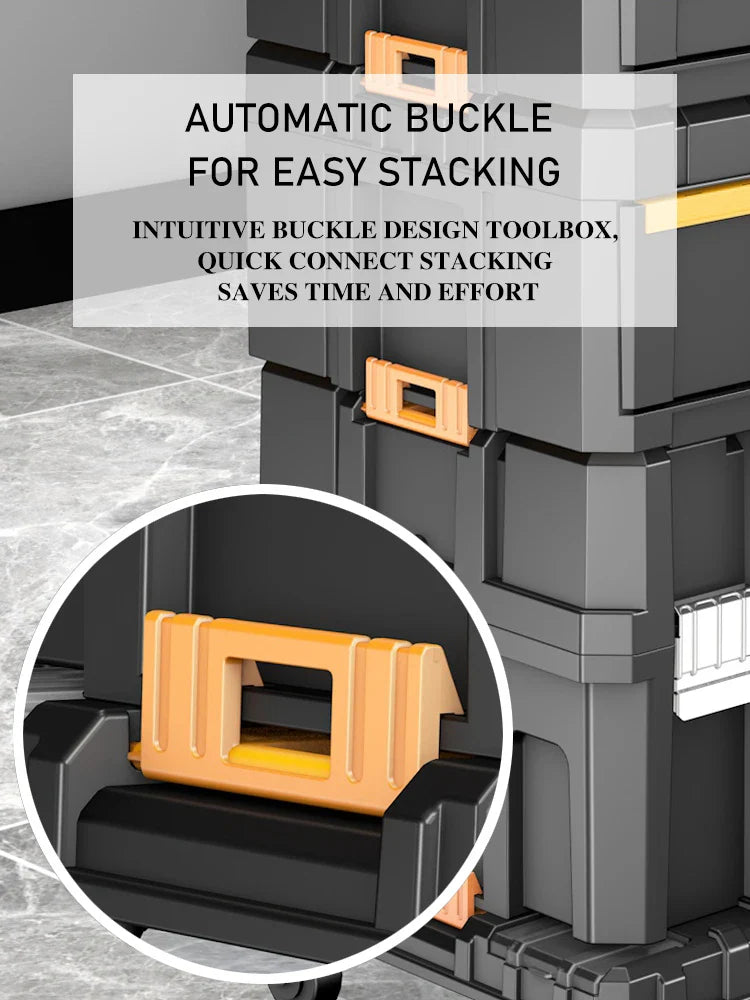 AIRAJ Stackable Modular Toolbox Set — Portable Combo ToolBox with Wheels for Space-Saving Storage & Easy Mobility