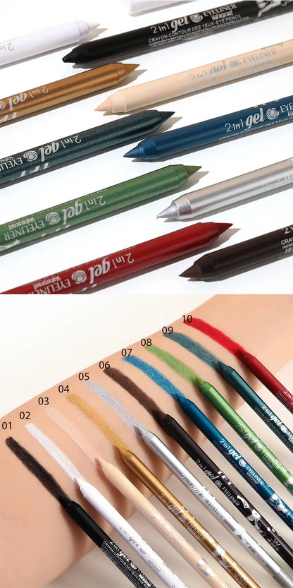 Waterproof Long-Lasting Eyeliner Pencil – Colorful Gel Eye Liner Pen in Blue, Black & White for Makeup and Beauty