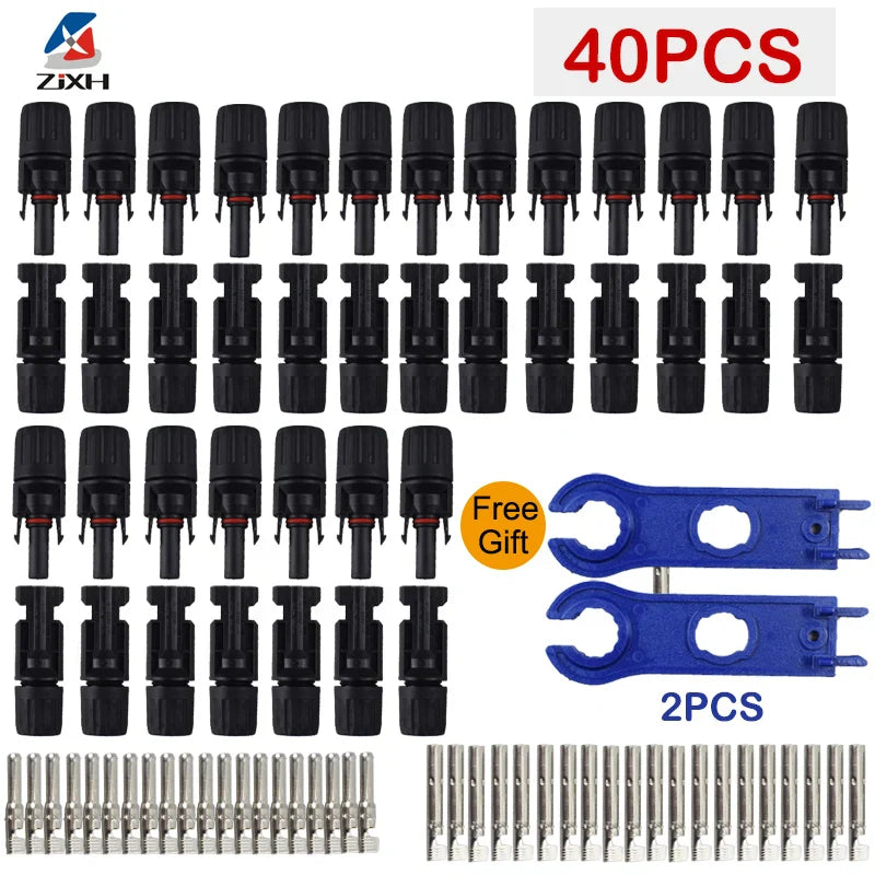 DC Solar Connector Kit 1000V 30A – IP67 Waterproof PV/MC Cable Connectors (5–200 Pcs, 2.5/4/6mm²)