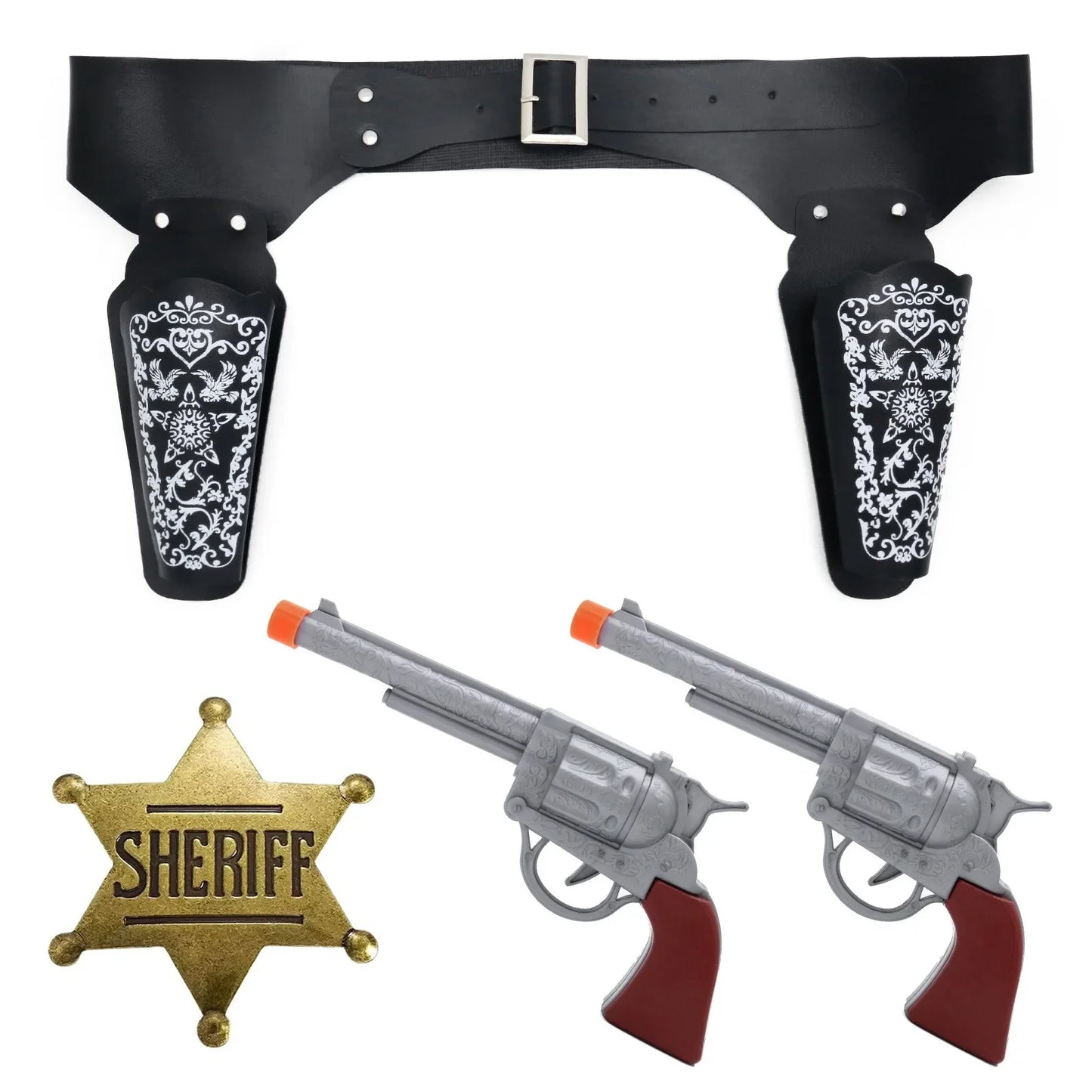 Medieval Cowboy Costume Set - Cowboy Hat, Holster & Toy Gun Belt Accessories