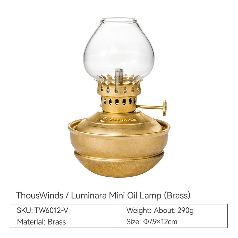 ThousWinds Luminara Mini Oil Lamp – Windproof Portable Retro Lantern with 20-Hour Burn Time for Camping and Hiking