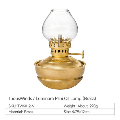 ThousWinds Luminara Mini Oil Lamp – Windproof Portable Retro Lantern with 20-Hour Burn Time for Camping and Hiking