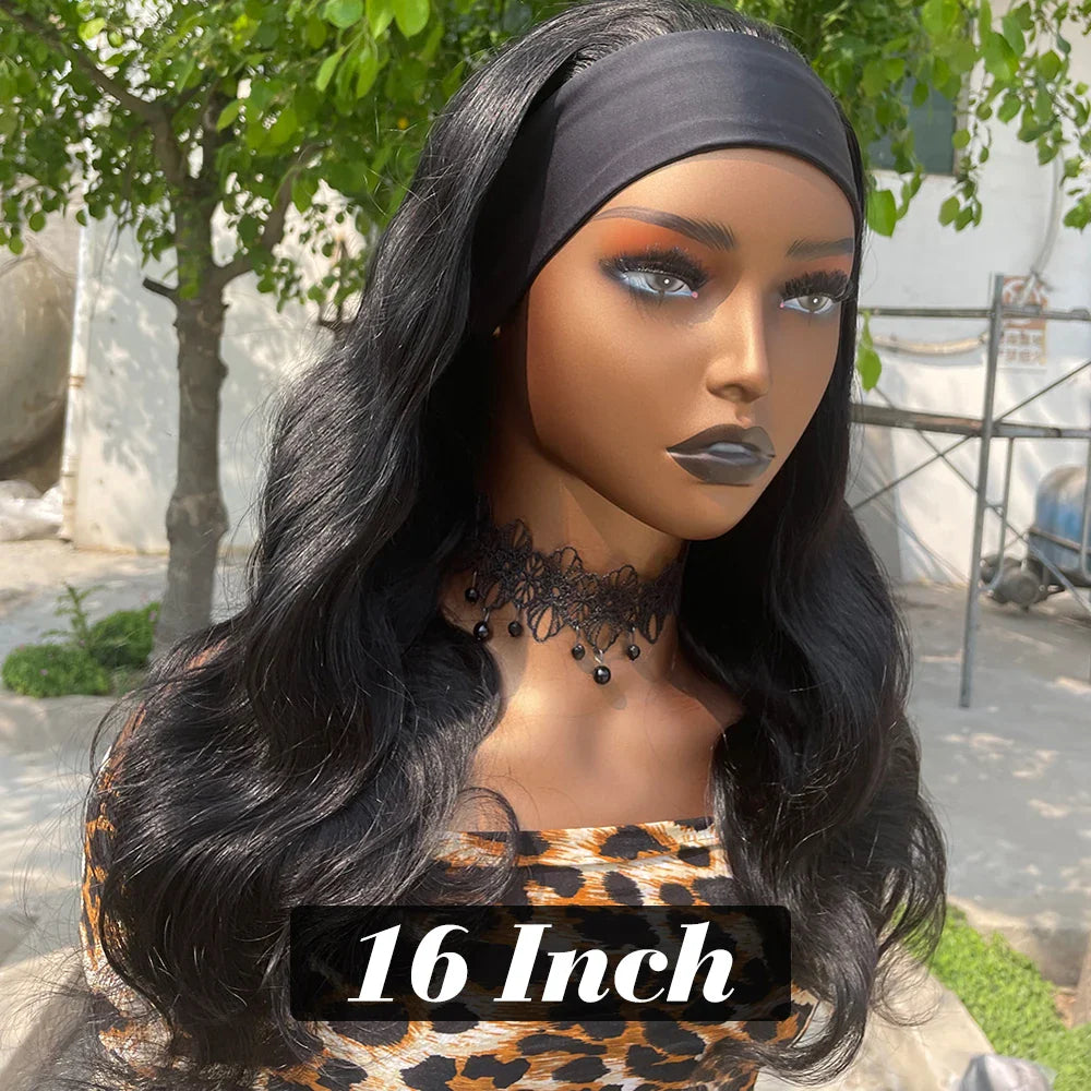 180% Density Body Wave Headband Wig — Brazilian Remy Human Hair, Ready-to-Wear