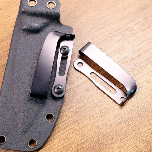 Slotted Belt Clip Buckle for Kydex Sheath – Black/Stonewashed EDC Holster Belt Loop Clamp with Mounting Screws