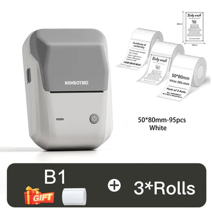 NIIMBOT B1 Portable 2-Inch Thermal Label Printer – Mini Bluetooth Adhesive Sticker Maker for Smartphone & PC