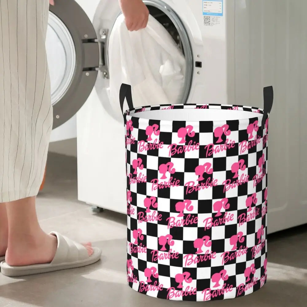 Custom Barbie Logo Laundry Basket – Collapsible Large Capacity Clothes Storage Bin, Disney Baby Hamper