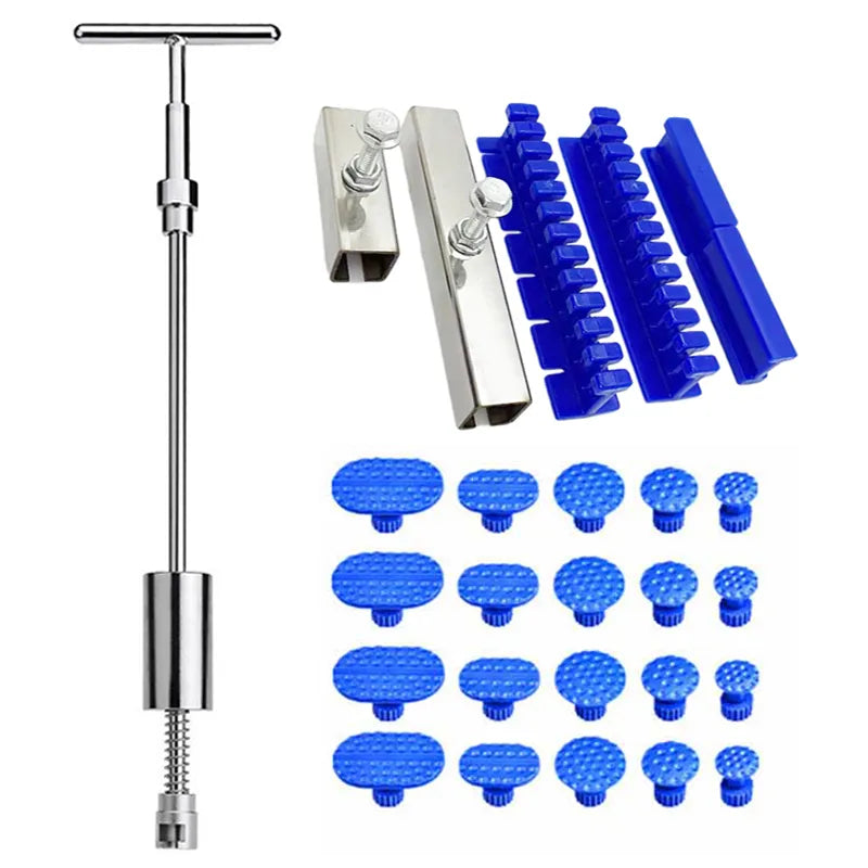 Car Paintless Dent Repair Tools Kit - Slide Hammer Reverse Hammer with Body Suction Cup and Adhesive Blue Glue Tabs - Dent Removal Puller