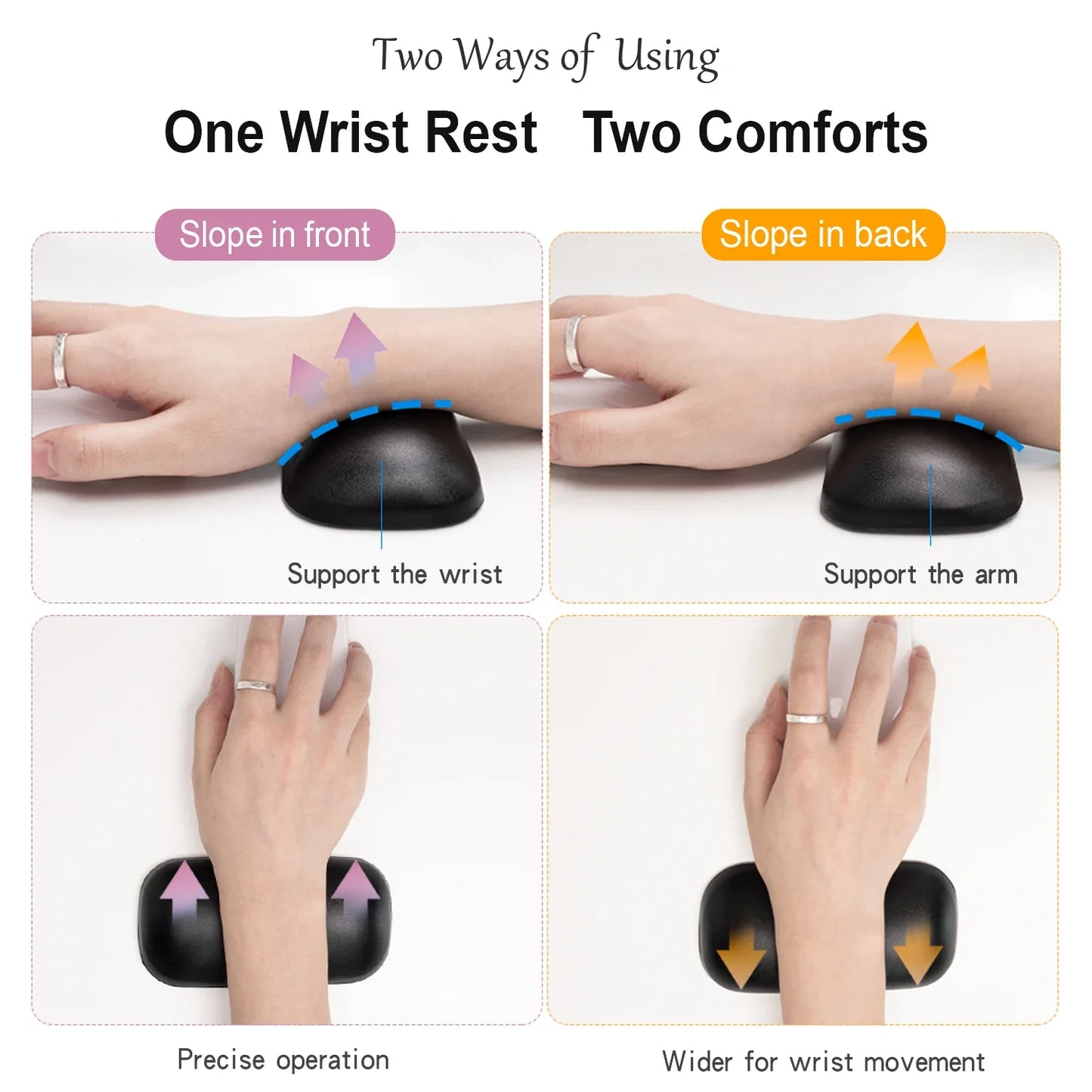 EXCO Ergonomic Silicone Mouse Wrist Rest – Leather Surface Cushion for Computer, Laptop, Office & Gaming Pain Relief